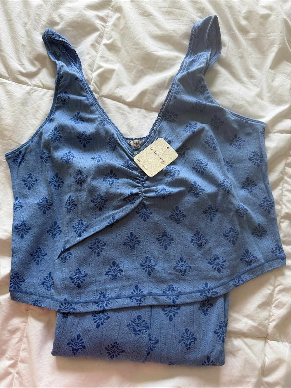 Intimately Free People PJ’s, Fresh in Love Lounge Set, Cornflower Blue, NWT XL